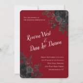 Rose rouge et noir Invitations de mariage gothique (Devant)