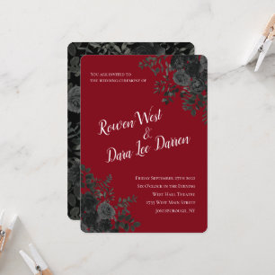 Rose rouge et noir Invitations de mariage gothique