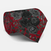 Rose rouge et noir Mariage gothique Cravate hommes (Roulé)