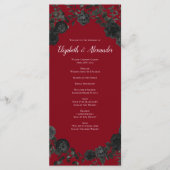 Rose rouge et noir Programmes de mariage gothique (Devant)