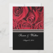 Rose rouge Faire-part de mariage au ruban gris (Dos)