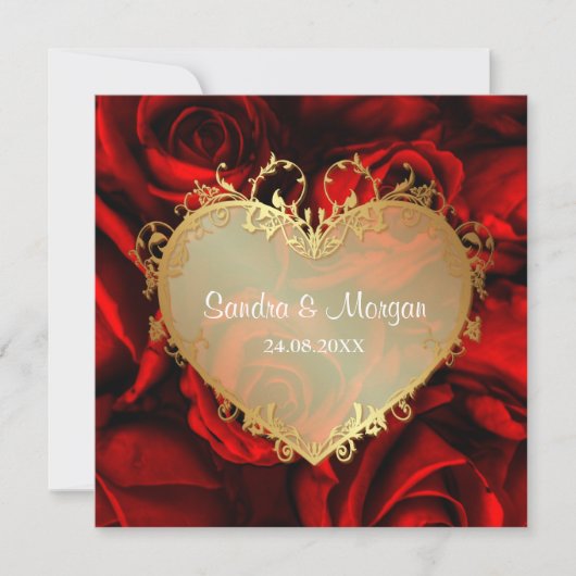 Rose rouge Faire-part de mariage florale (Devant)