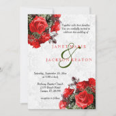 Rose rouge Faire-part de mariage florale (Devant)