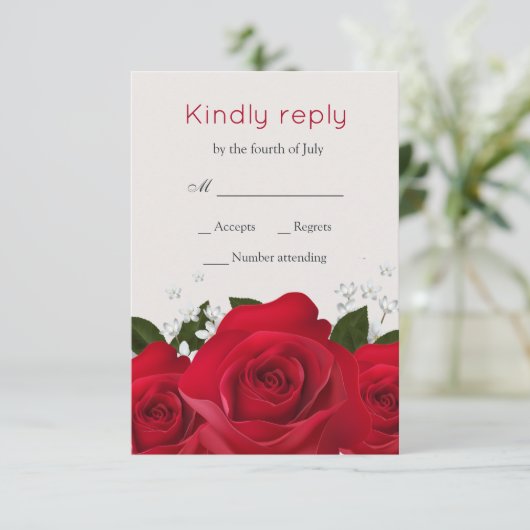 Rose rouge, fleurs blanches Mariage RSVP (Debout devant)