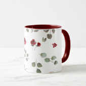 Rose, rouge, fleurs, floral, mug, tasses (Devant droit)