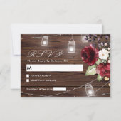 Rose rouge Fleurs Rustiques Mariage en bois RSVP C (Devant)