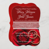 Rose rouge florale avec Faire-part de mariage en a (Devant / Derrière)
