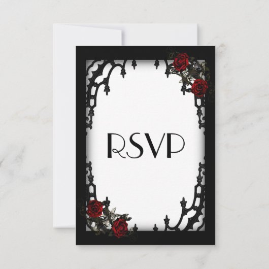 Rose rouge gothique RSVP blanc Menu Choix (Dos)