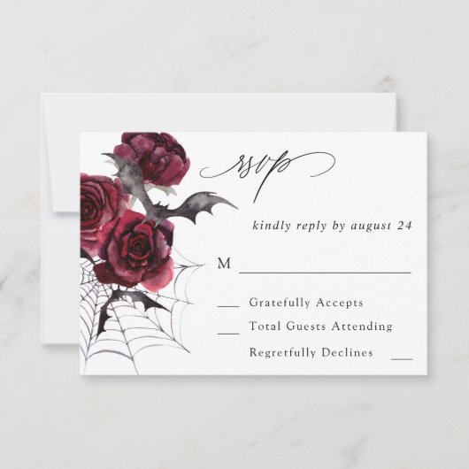 Rose rouge Halloween chauves-souris no Repas RSVP (Devant)
