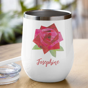 Rose rouge illustrée à la main, personnalisation u
