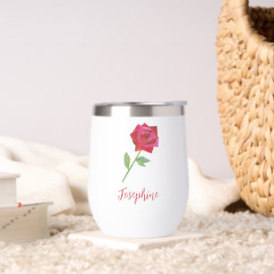 Rose rouge illustrée à la main, personnalisation u