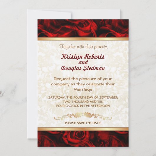 Rose Rouge - Invitation de Mariage (Devant)