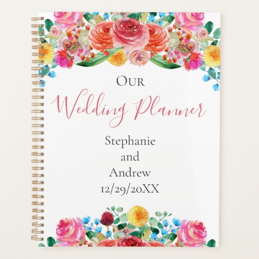 Rose Rouge Jaune Bleu Floral Élégant Mariage (Devant)