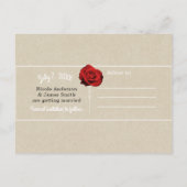 Rose Rouge Kraft Rustique Faire-Part de Mariage à  (Dos)