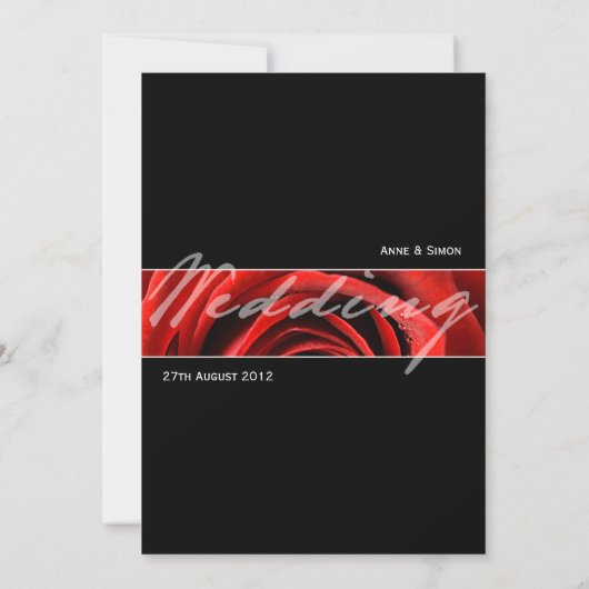 Rose rouge moderne Faire-part de mariage 5 par 7 (Dos)