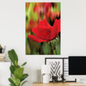 Rose rouge moderne haute poly | Art mural botaniqu (Bureau à domicile)