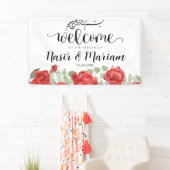 Rose rouge moderne Musulmane Nikkah Bannière (En situation)
