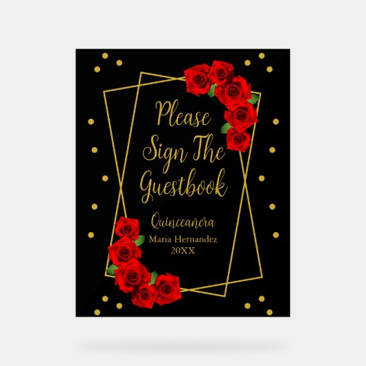 Rose rouge Noir et or Quinceañera (Recto)