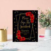 Rose rouge Noir et or Quinceañera (Mariage)