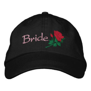 Rose rouge pour la Casquette Mariage brodée