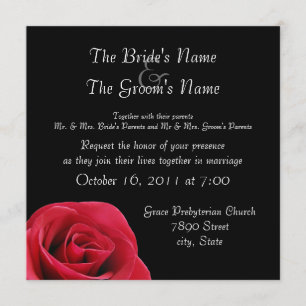 rose rouge pour les invitations noires