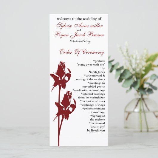 rose rouge programme de mariage (Debout devant)