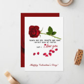 Rose rouge romantique Je t'aime Valentines Carte d (Devant/Arrière en situation)