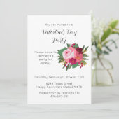 Rose rouge rose Valentine's Day Party Invitation (Debout devant)