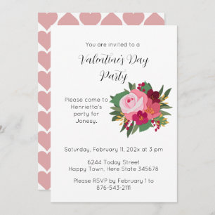 Rose rouge rose Valentine's Day Party Invitation