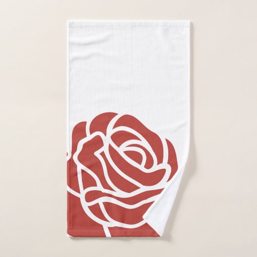 Rose rouge stylisée sur blanc (Serviette à main)