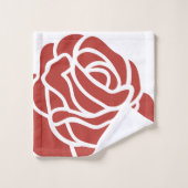 Rose rouge stylisée sur blanc (Gant de toilette)
