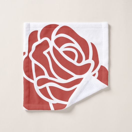 Rose rouge stylisée sur blanc (Gant de toilette)