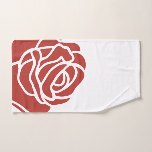 Rose rouge stylisée sur blanc (Serviette à main)