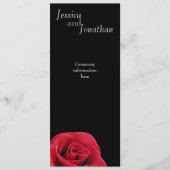 Rose rouge sur carte de programme noire (Devant)