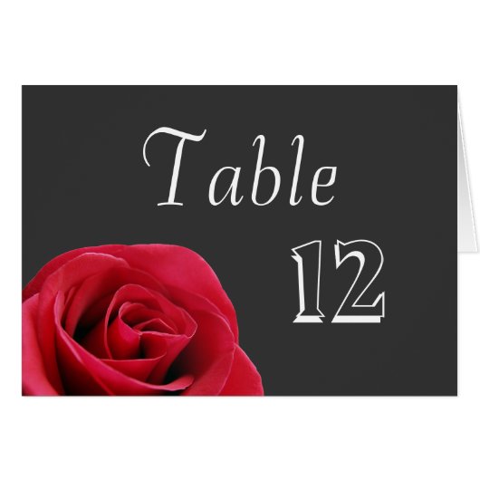 Rose rouge sur gris Cartes Numéro de table (Devant Horizontal)
