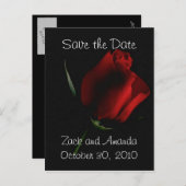 Rose rouge sur invitation noire (Devant / Derrière)