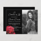 Rose rouge sur la carte Black Celebration of Life (Devant / Derrière)