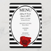 Rose rouge sur les bandes noires et blanches Menu  (Devant)