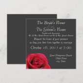 rose rouge sur les invitations à un mariage gris (Devant / Derrière)