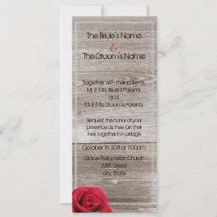 rose rouge sur les invitations à un mariage sur bo