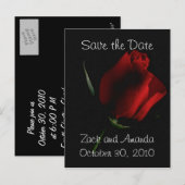 Rose rouge sur noir - invitation (Devant / Derrière)