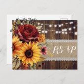 Rose rouge tournesol rustique mariage RSVP carte p (Devant / Derrière)