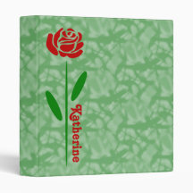 Rose rouge unique Tige verte Feuilles Personnalise