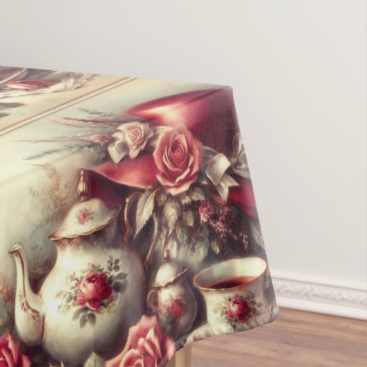 Rose rouge victorienne Casquette et nappe de théiè (In Situ)