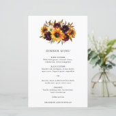 Rose rouge violet automne tournesol Mariage Menu (Debout devant)