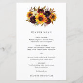 Rose rouge violet automne tournesol Mariage Menu (Devant)