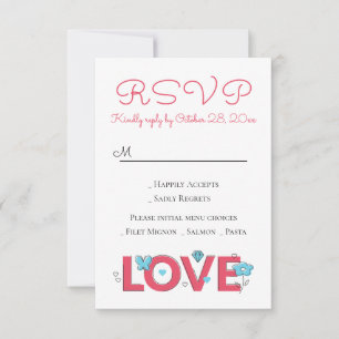 Rose RSVP Amour Mariage Fête Cœurs Papillon
