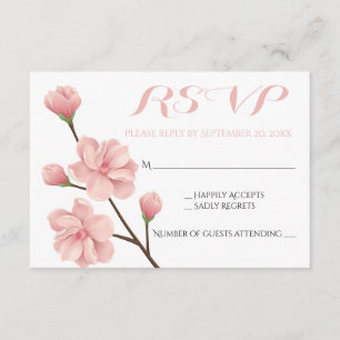 ROSE RSVP FLORAL CHERRY BLOSSOMS MARIAGE FLEURS