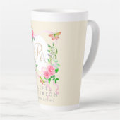 Rose Ruban Chic Monogramme Beige Latte Mug (Angle droit)