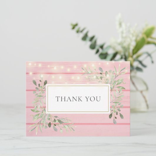 Rose Rustique Bois vert String Lumières Merci (Debout devant)